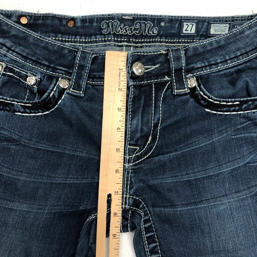 Miss Me Jeans Womens 27 Dark Wash Jegging Skinny Stretch Embellished Pockets Day - Picture 10 of 16